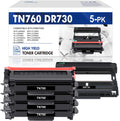 TN760 Toner Cartridge High Yield and DR730 Drum Unit Set Compatible for Brother HL-L2350DW DCP-L2550DW MFC-L2710DW MFC-L2690DW Printer (4x TN760 Toner, 1x DR730 Drum Unit )