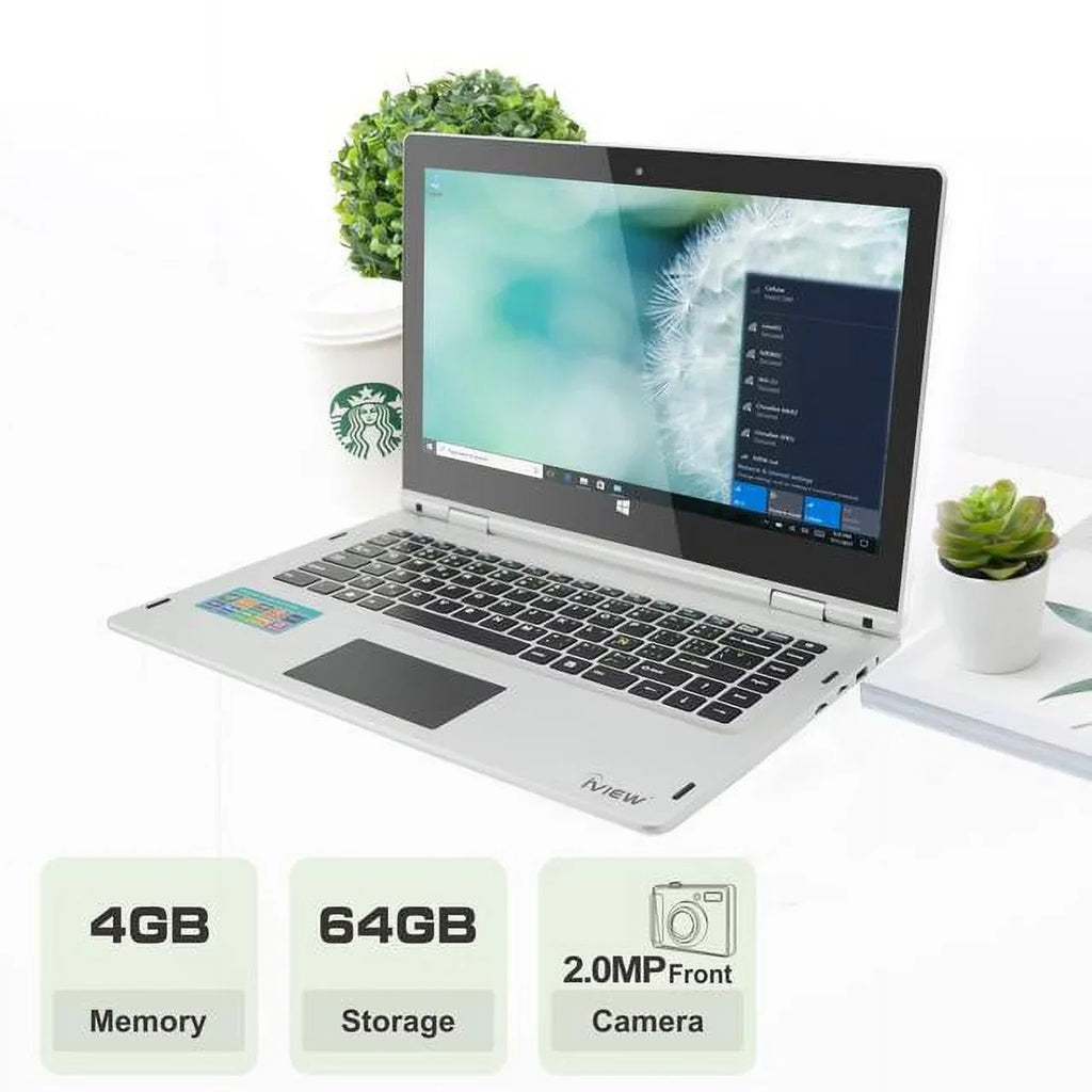 IVIEW Megatron 4G LTE-14.1” 360° Touch Display 4GB/64GB Windows 10 Pro, 1920 x 1080 IPS High Resolution and USB Mouse