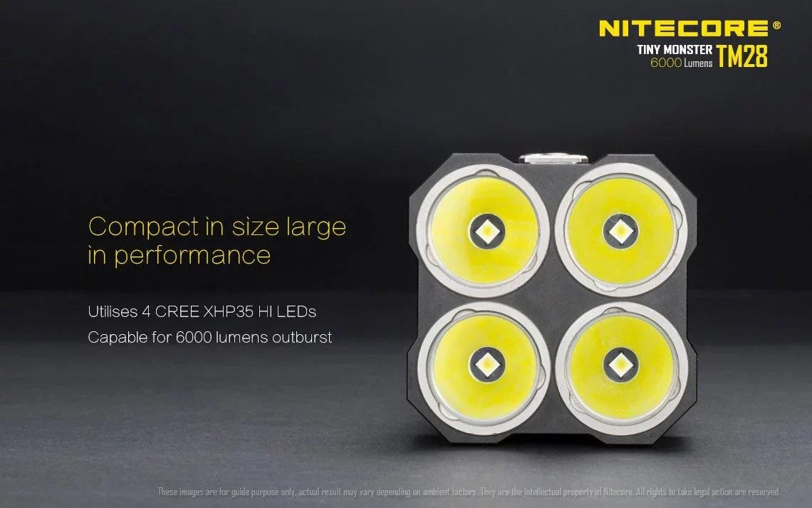 Outdoor Value Pack: Nitecore TM28 Searchlight and E4K Flashlight -Both can be Recharged on the go or at home