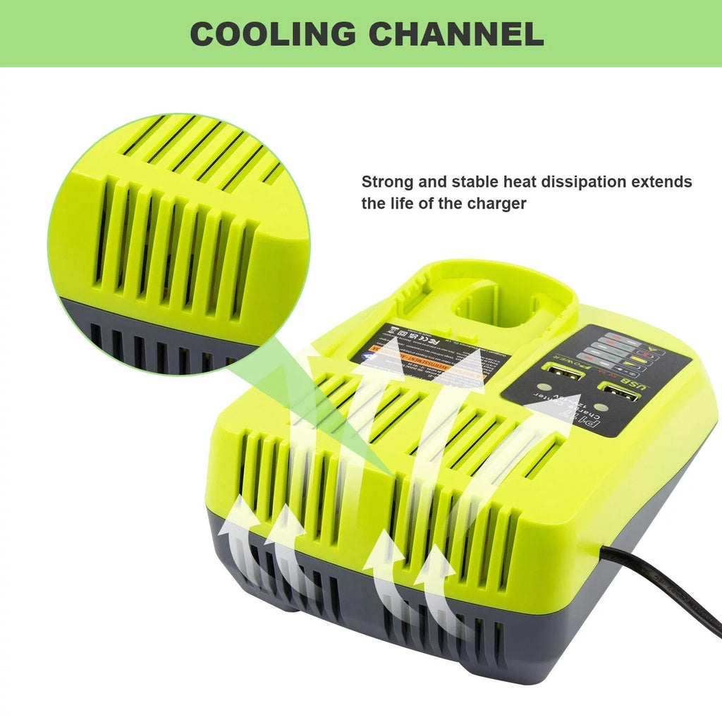 P117 Battery Charger For RYOBI 18V High Capacity 18Volt Lithium-Ion P108 P106 US