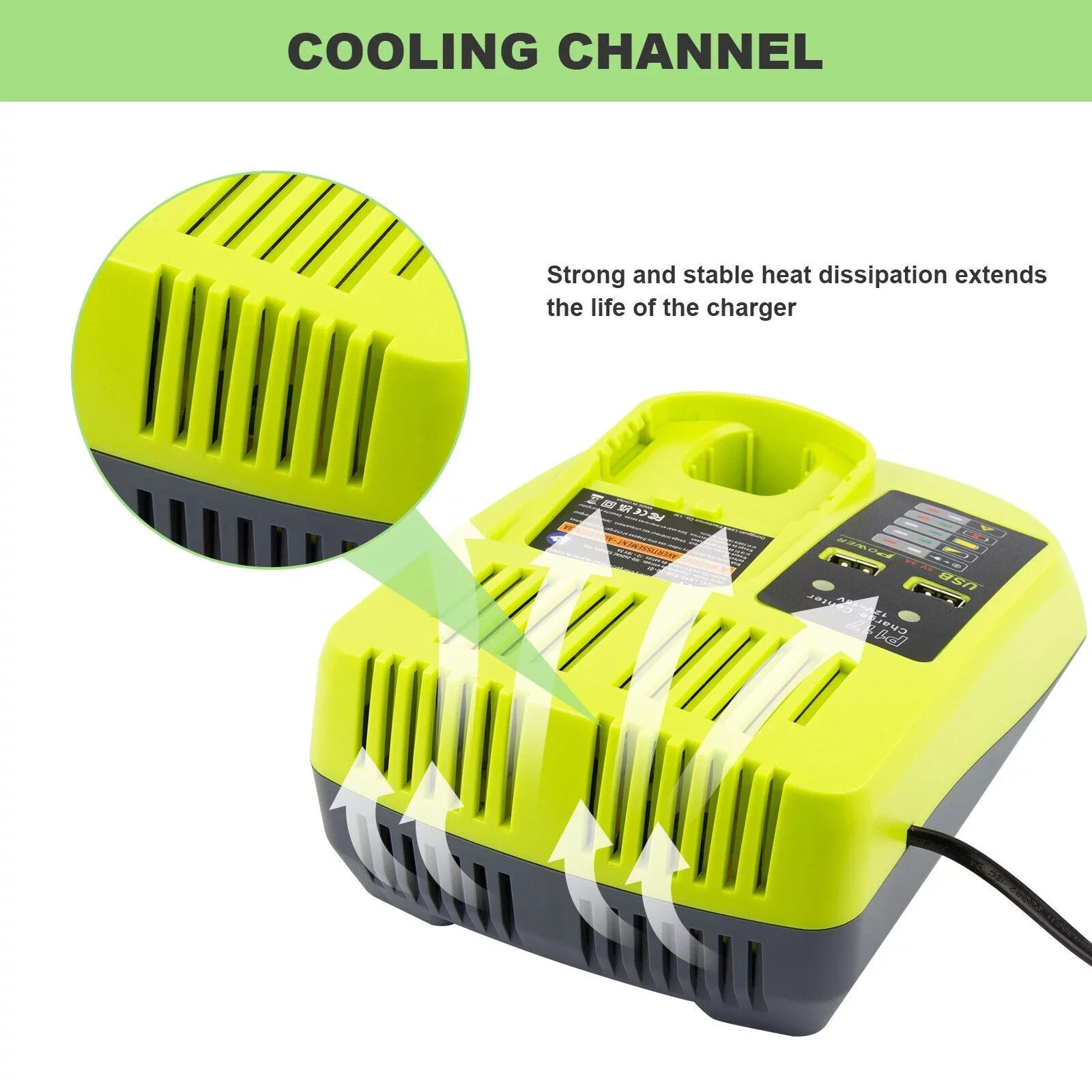 P117 Battery Charger For RYOBI 18V High Capacity 18Volt Lithium-Ion P108 P106 US