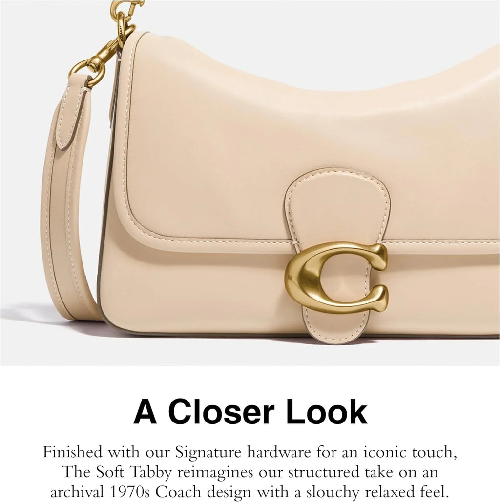 COACH Soft Calf Leather Tabby Shoulder Bag One Size Ivory