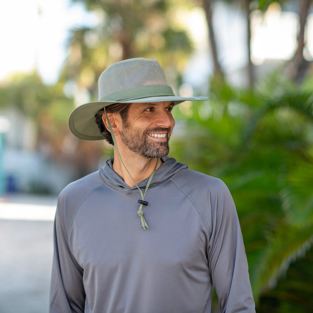 Panama Jack Mesh Crown Safari Sun Hat, 3" Brim, Adjustable Chin Cord, UPF (SPF) 50+ Sun Protection (Fossil, Large)