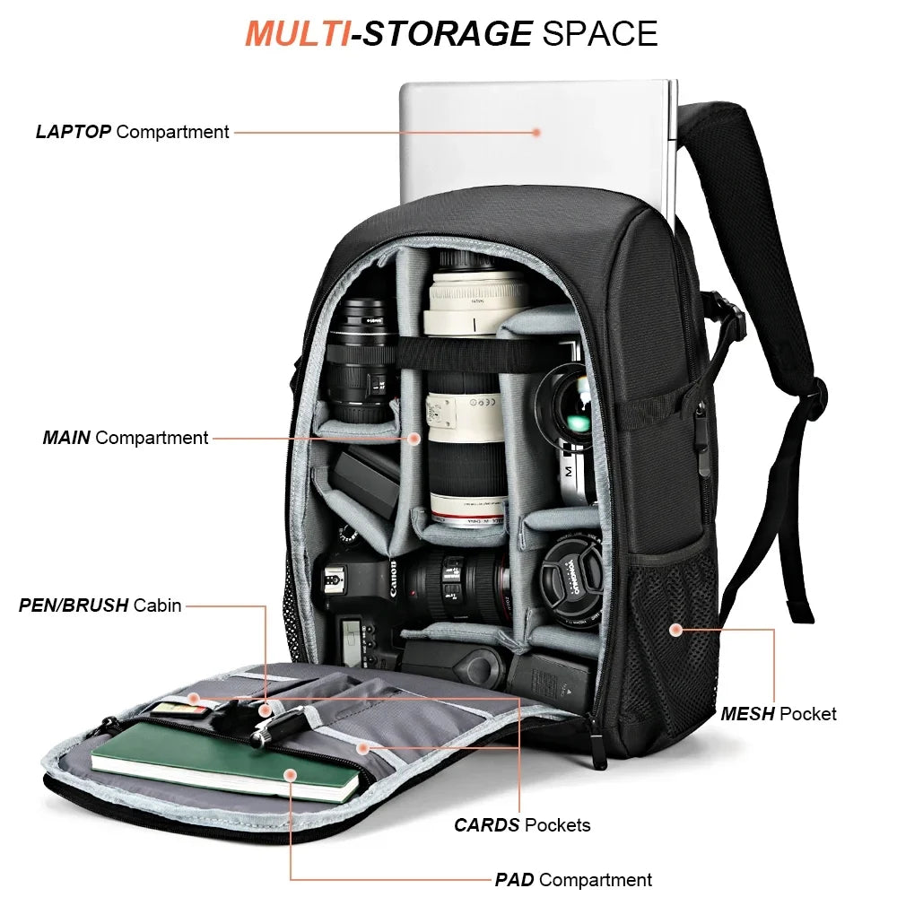 Big Capacity Photography Camera Fluid Shoulders Backpack Video Tripod DSLR Bag Drone Case w/ Rain Cover for Pentax