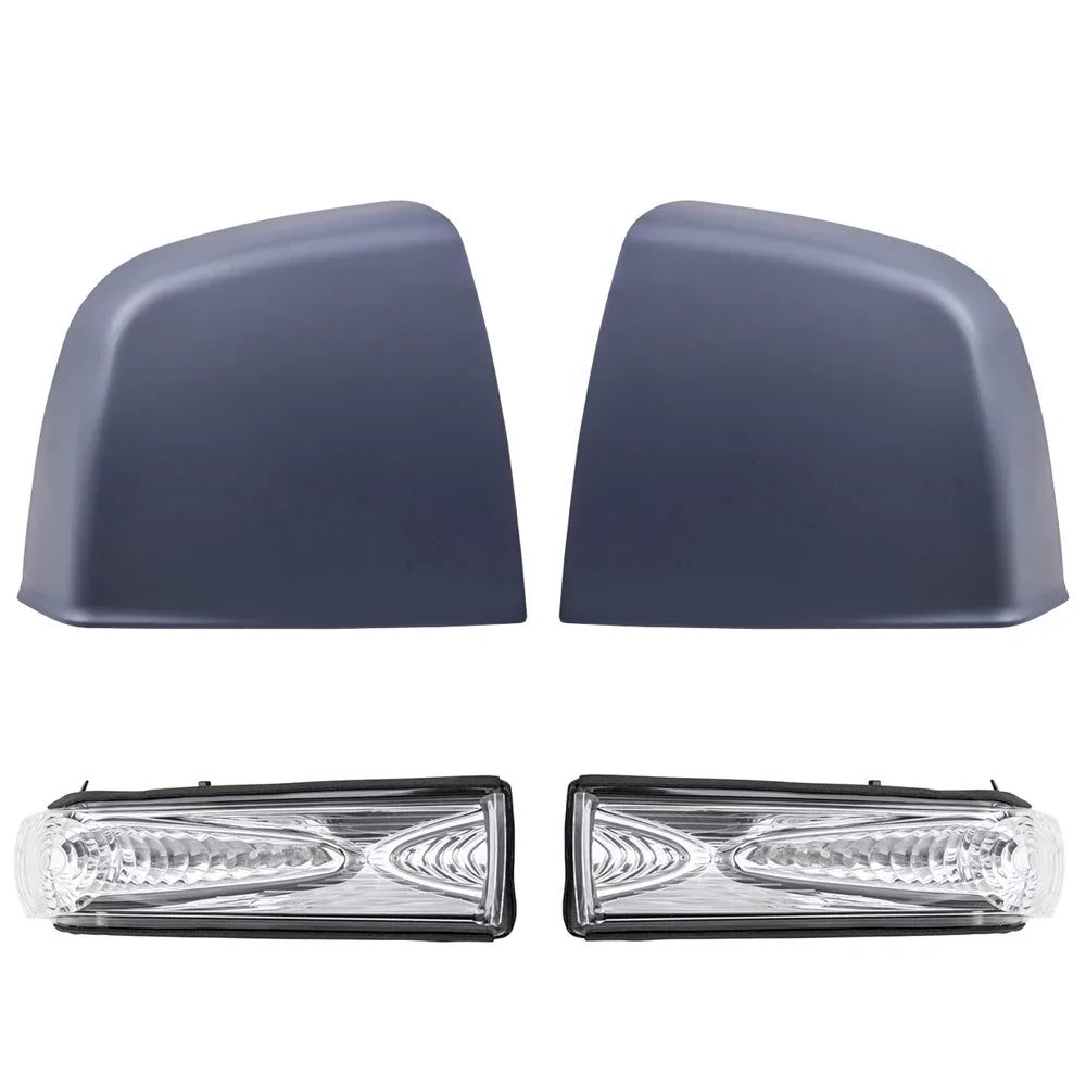 Brock Aftermarket Replacement Driver Left Passenger Right Door Mirror Cover Paint To Match Gray And Turn Signal Light 4 Piece Set Compatible With 2015-2021 RAM Promaster City SLT/Tradesman SLT