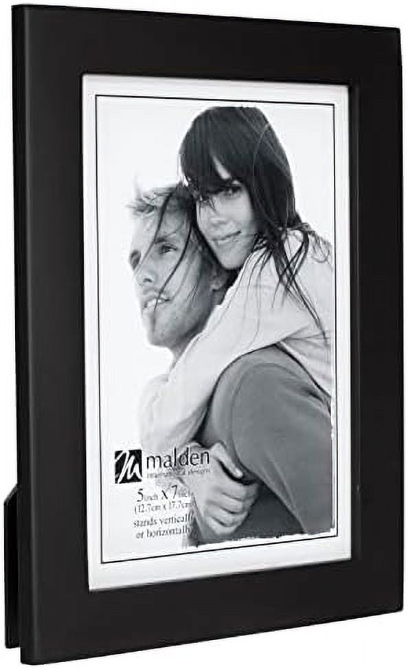 5X7 Picture Frame - Wide Real Wood Molding, Real Glass - Black