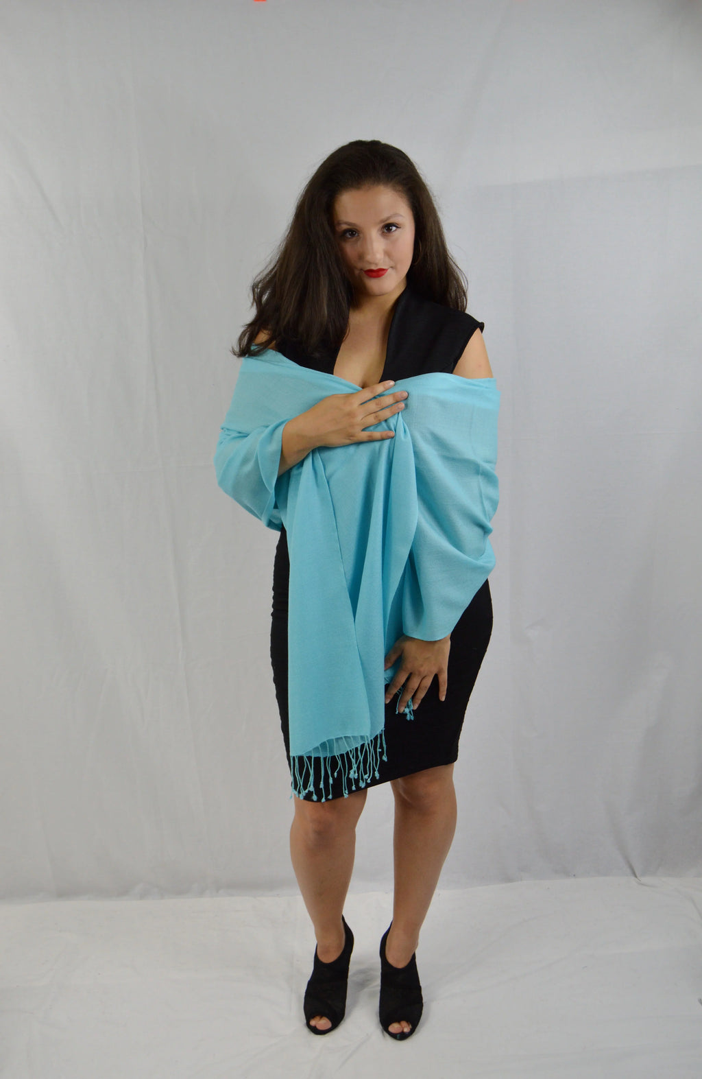Fancy Shawl/Sheer Shawl/Summer Fluid Pashmina Shawl/Light weight Shawl/Evening Shawl/Pashmina Shawl/Scarf/Scarves (Tiffany Blue Regular Shawl)