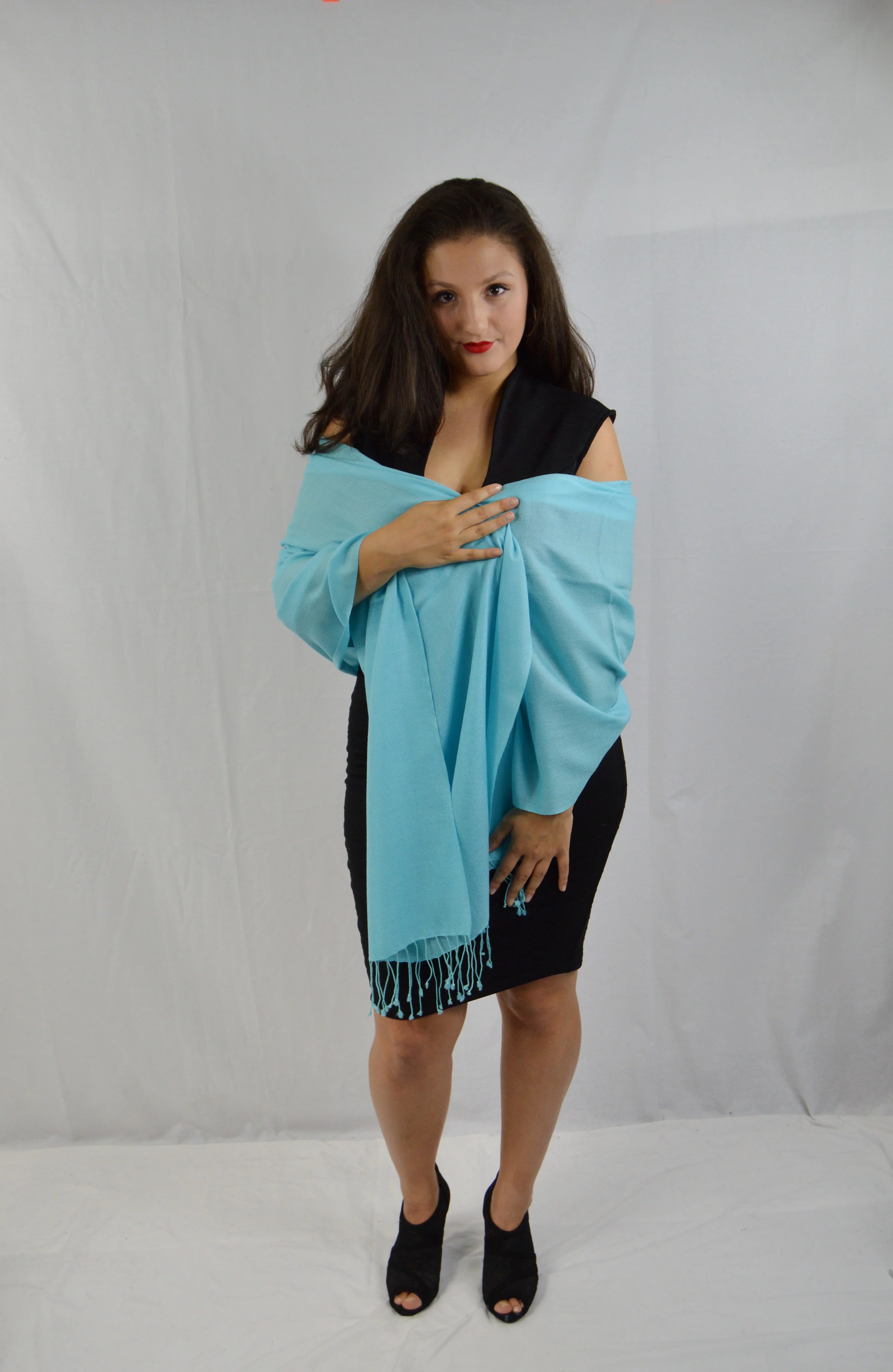 Fancy Shawl/Sheer Shawl/Summer Fluid Pashmina Shawl/Light weight Shawl/Evening Shawl/Pashmina Shawl/Scarf/Scarves (Tiffany Blue Regular Shawl)