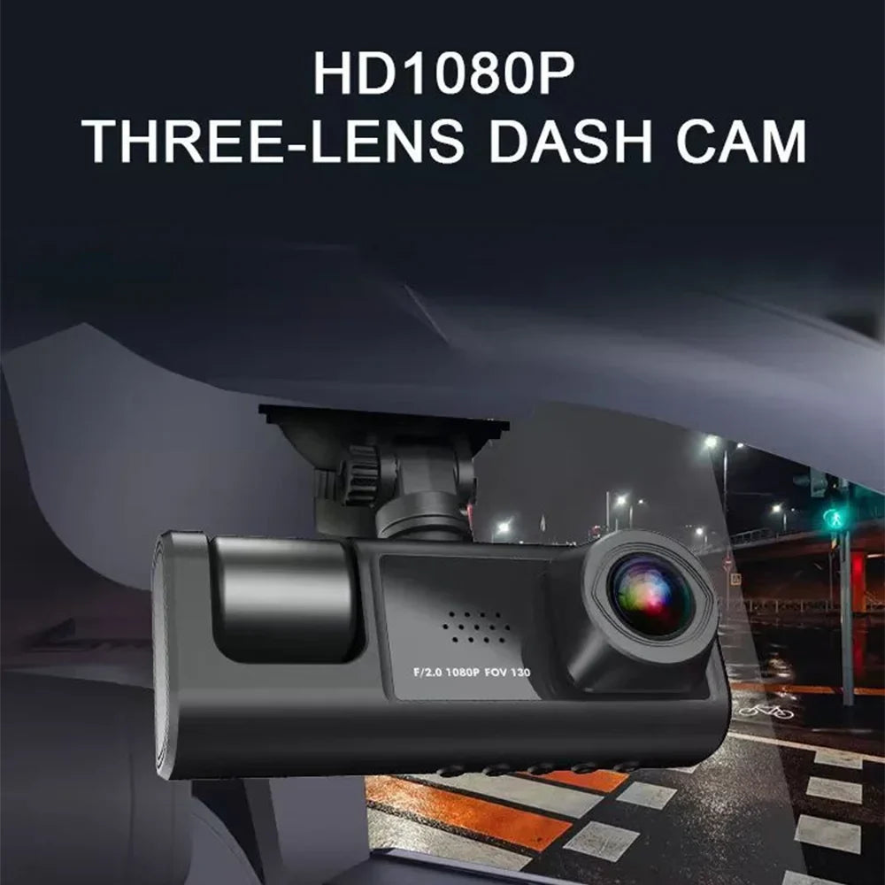 Virwir WiFi Dash Cam 1920x1080P FHD Front Inside and Rear Dash Cam Three Cam Car DVR Night Vision Loop Recording