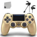 PlayStation 4 Wireless Controller Bundle - Gold DualShock - Like New With Earbuds BOLT AXTION