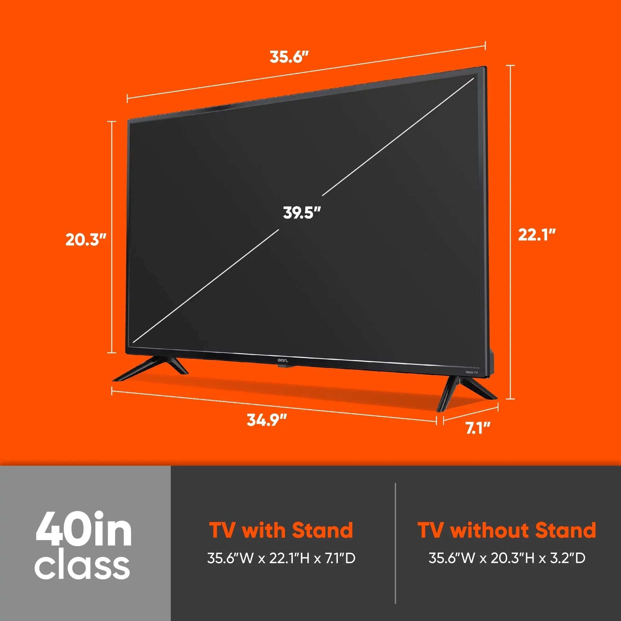 onn. 40” Class FHD (1080P) LED Roku Smart TV (100097810)