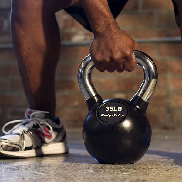 Body-Solid Chrome Rubber Coat Kettlebells 5-80 Pounds (75)