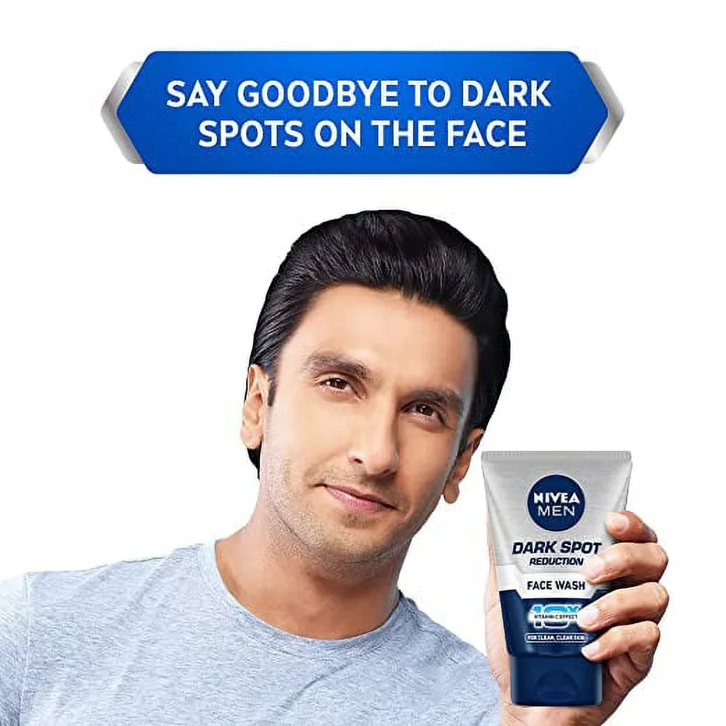 NIVEA Men Face Wash, Dark Spot Reduction, for Clean & Clear Skin with 10x Vitamin C Effect, 100 g