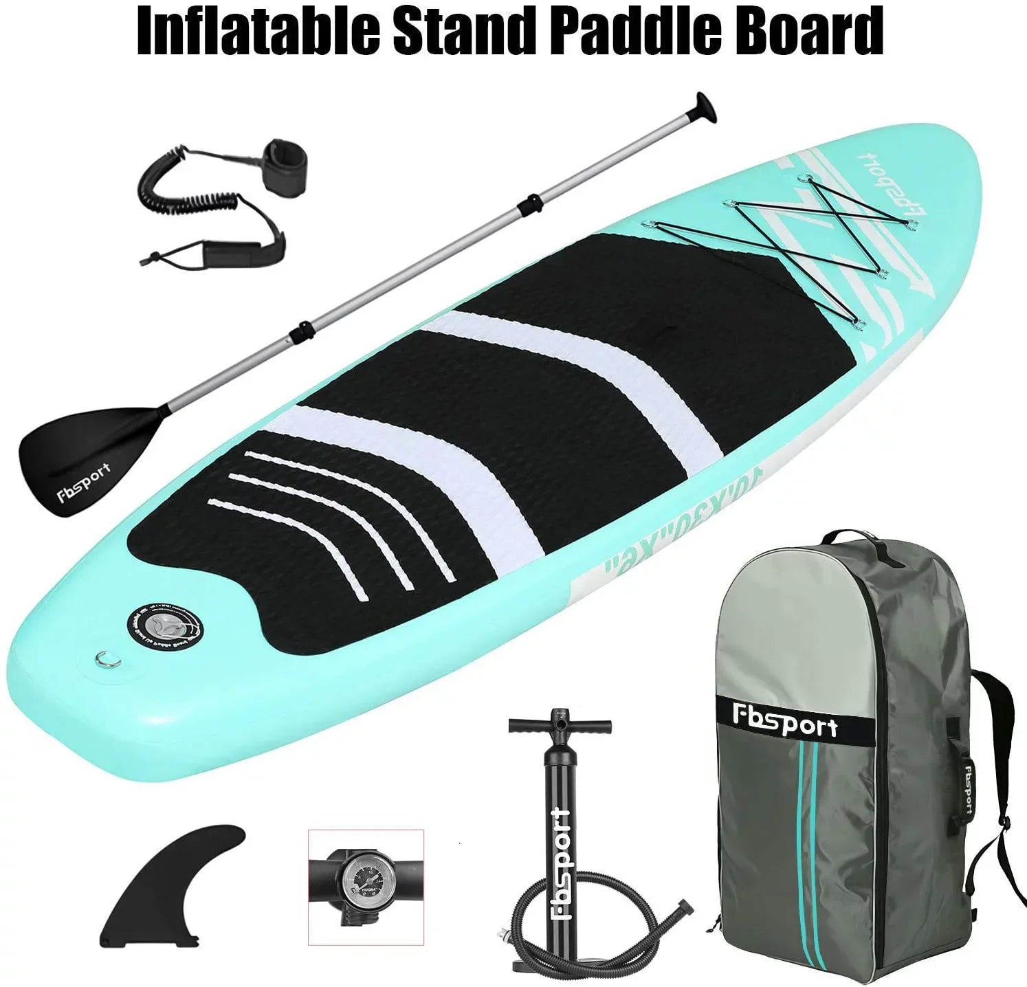 Fbsport Inflatable Paddle Board, Stand UP Paddle Board for Adult with Carry Bag, Shoulder Strap Air Pump All Accessories New