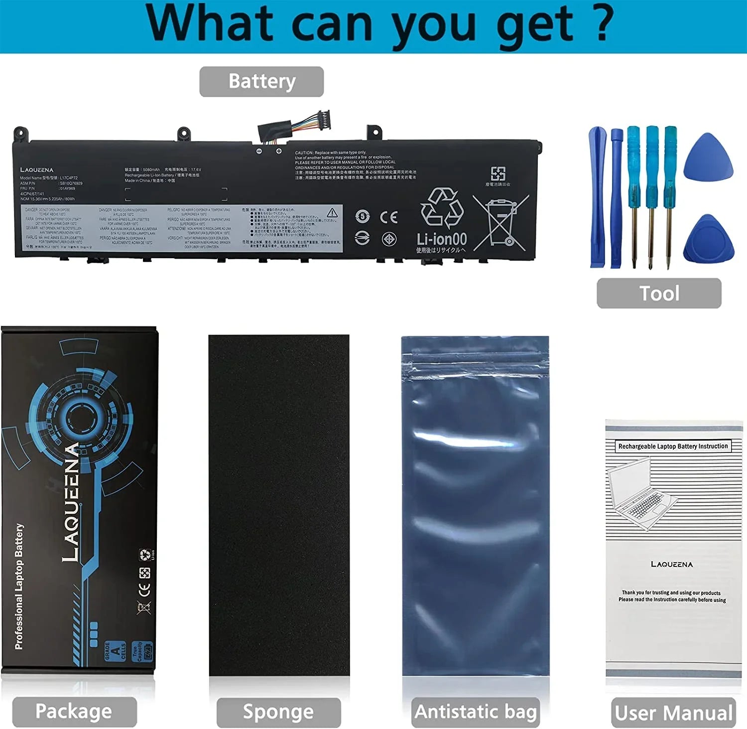 LAQUEENA L17C4P72 Mobile pc y Compatible with ThinkPad X1 Extreme 1st Gen/2nd Gen ThinkPad P1 1st Gen/P1 Gen