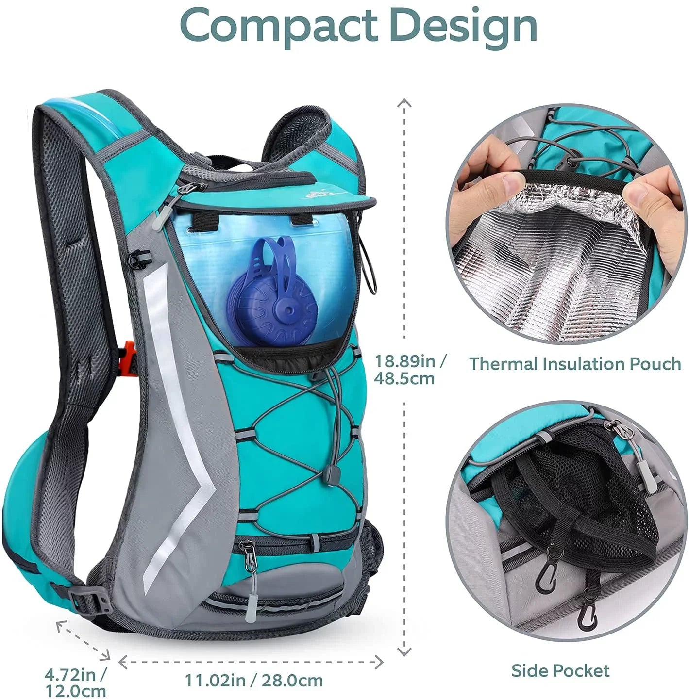 SKL Hydration Pack Hydration Backpack Vest with Fluid Bladder 2L, Daypack Insulated Adjustable Fluid Backpack Lightweight Fits Men Women for Running Cycling Biking Hiking Climbing,Green