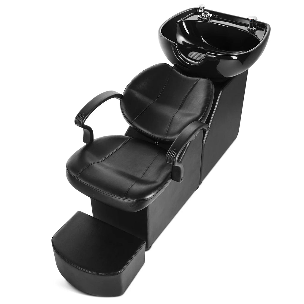 Artist hand Black Shampoo Barber Backwash Chair Salon Spa Beauty w/Ceramic Bowl,Sink, Foot Pedal