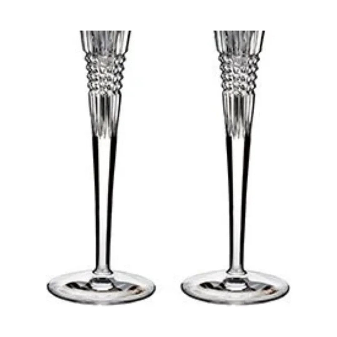 Fluid Lismore Diamond Block Letter Monogram Toasting Flutes Set of 2
