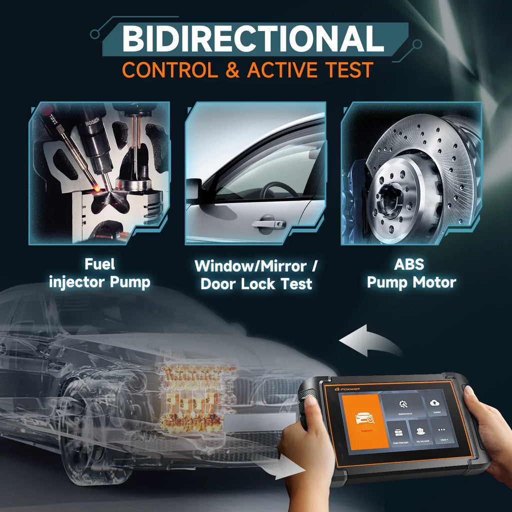 FOXWELL NT809 Advanced Bidirectional Scan Tool OBD2 Scanner Scan All Systems 30+ Reset Services Car Code Reader ABS Bleeding Oil Reset Car Scanner Automotive Scanner Auto Diagnostic Tool