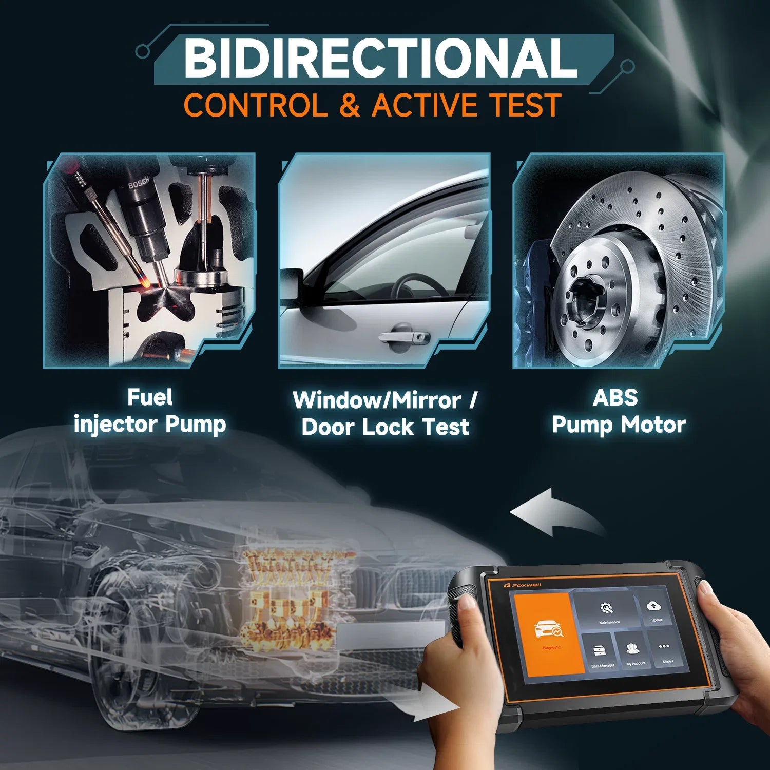FOXWELL NT809 Advanced Bidirectional Scan Tool OBD2 Scanner Scan All Systems 30+ Reset Services Car Code Reader ABS Bleeding Oil Reset Car Scanner Automotive Scanner Auto Diagnostic Tool