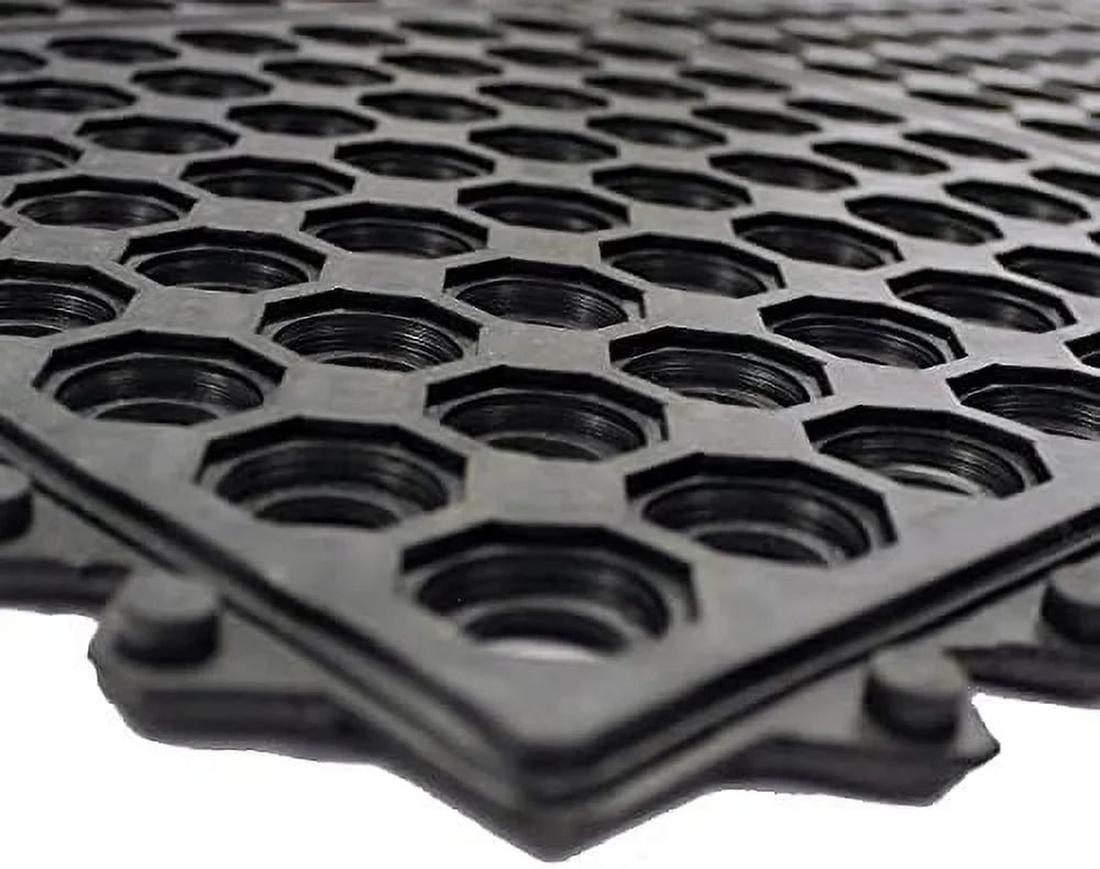 Interlocking Rubber Floor Mat For Restaurant Kitchen Floor Anti Fatigue Bar Door Mat Non-Slip Indoor Outdoor Shower Pool Drainage, Sturdy Garage Flooring 36 X 36 Inch