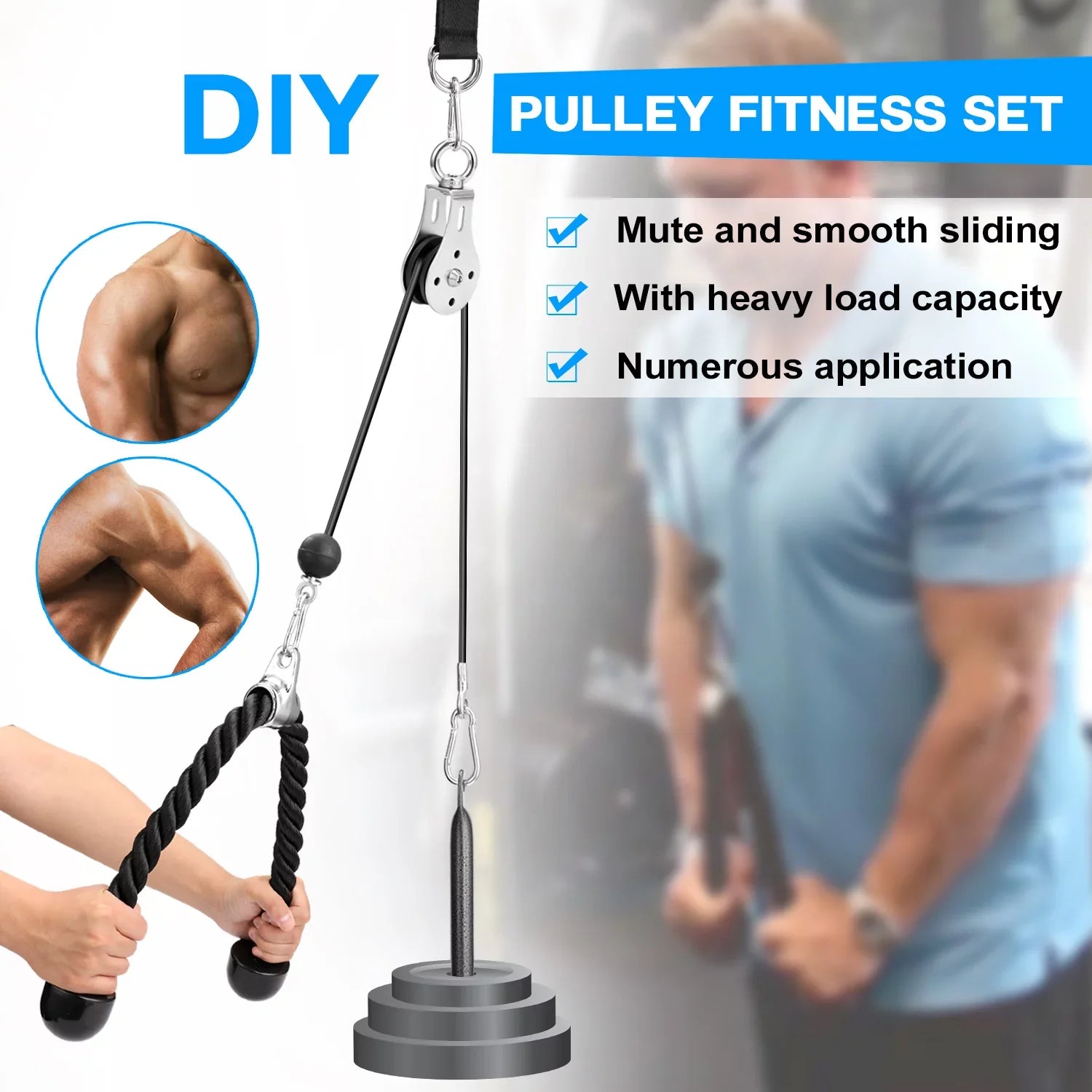 Lixada Fitness DIY Pulley Cable Machine Attachment System Loading Pin Lifting Arm Biceps Triceps Blaster Hand Strength Training Equipment