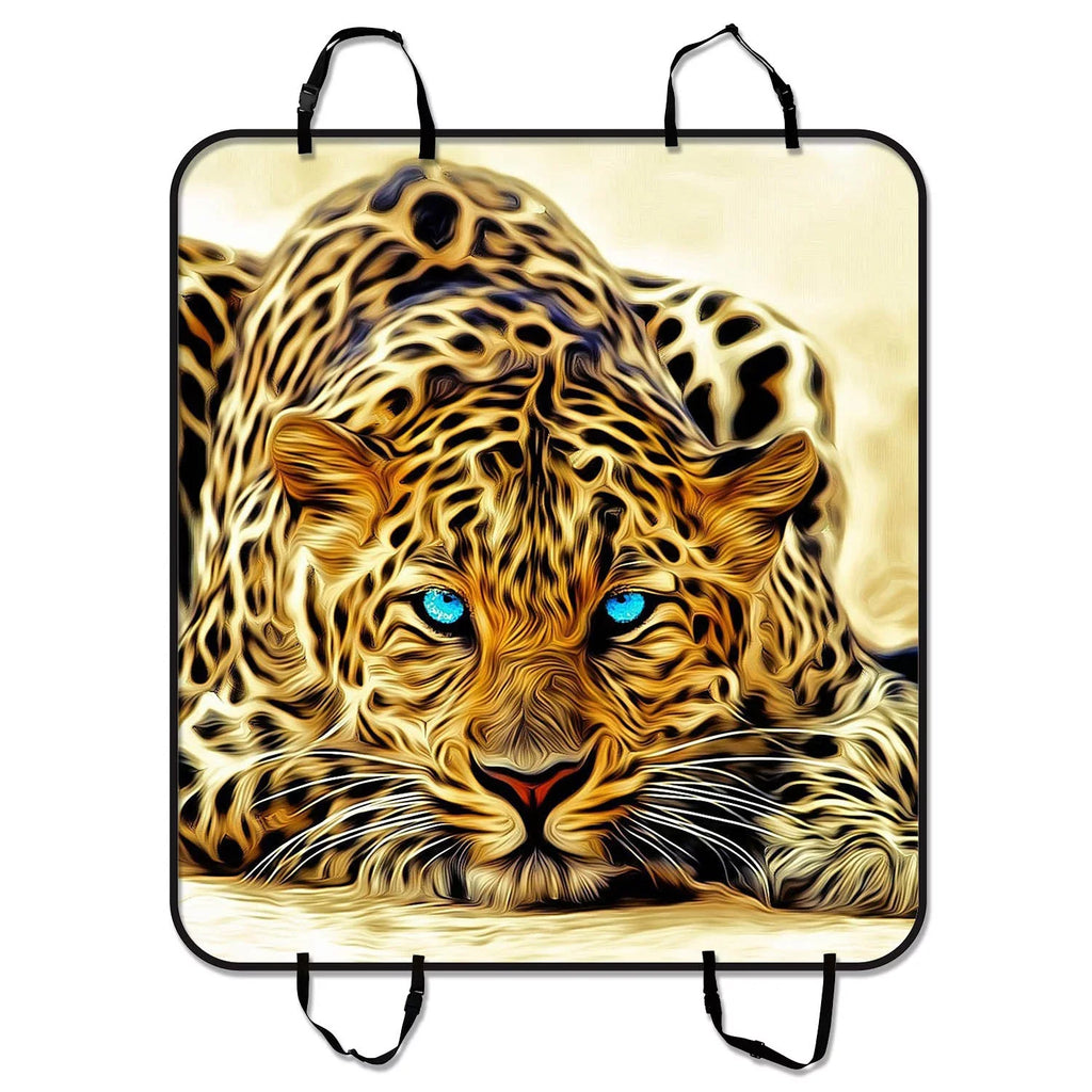 GCKG Special Effect Leopard With Authentical Blue Eyes Wild Animal Print Pet Car Seat Cover Dog Car Seat Mat Hammock Cargo Mat Trunk Mat For Cars Trucks and SUV 54x60 inches