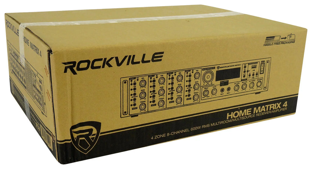 Rockville 4-Room Home Ceiling Speaker System w/ (8) 8" Speakers+4-Zone Receiver
