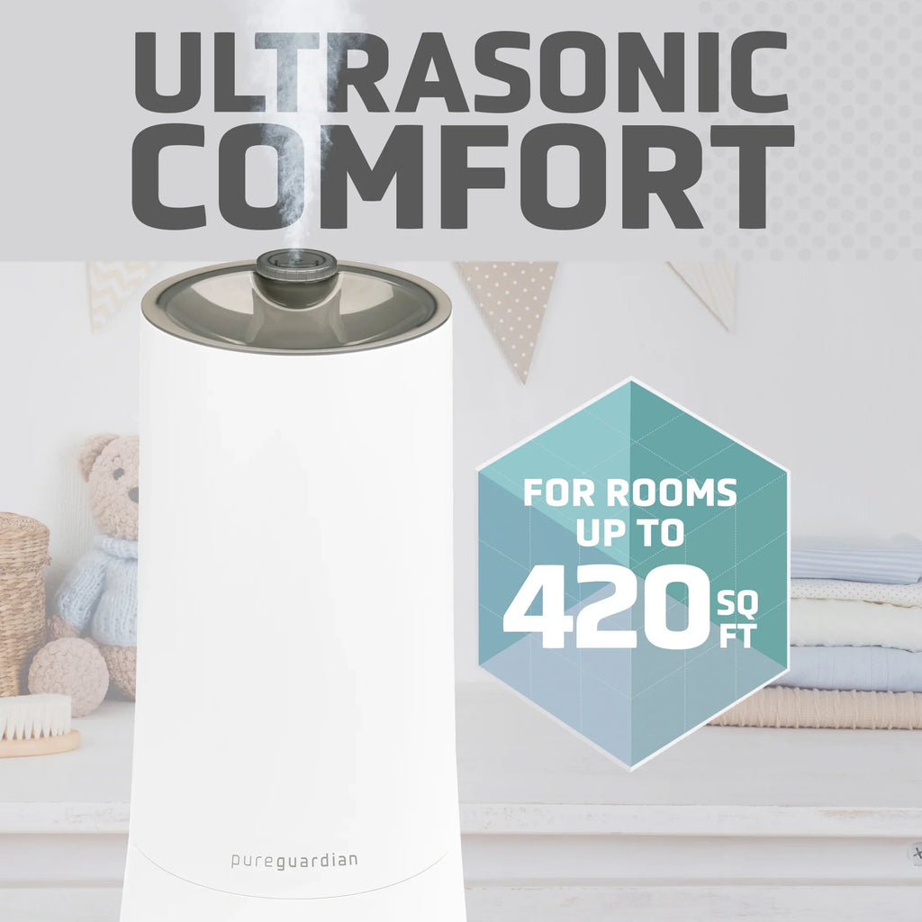 PureGuardian 90-Hour 1.6 Gallon Cool Mist Ultrasonic Humidifier with Humidistat, 420 Sq. ft. H997W