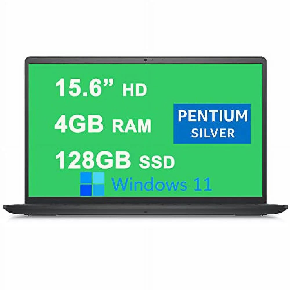 Inspiron 15 3000 3510 Notebook 15.6” HD Narrow Border Display Quad-Core Pentium Silver N5030 Processor 4GB RAM 128GB SSD UHD Graphics 605 USB3.2 Win11 Carbon