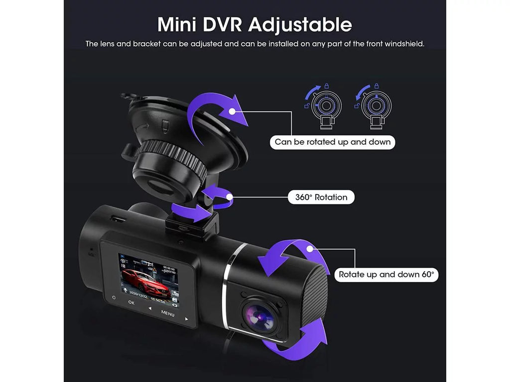 Dual Dash Cam Hardwire Kit Included FHD 1080p+1080p Front Inside Cabin Car Camera Driving Recorder with Infrared Night Vision WDR G-Sensor Loop Recording for Taxi Rideshare