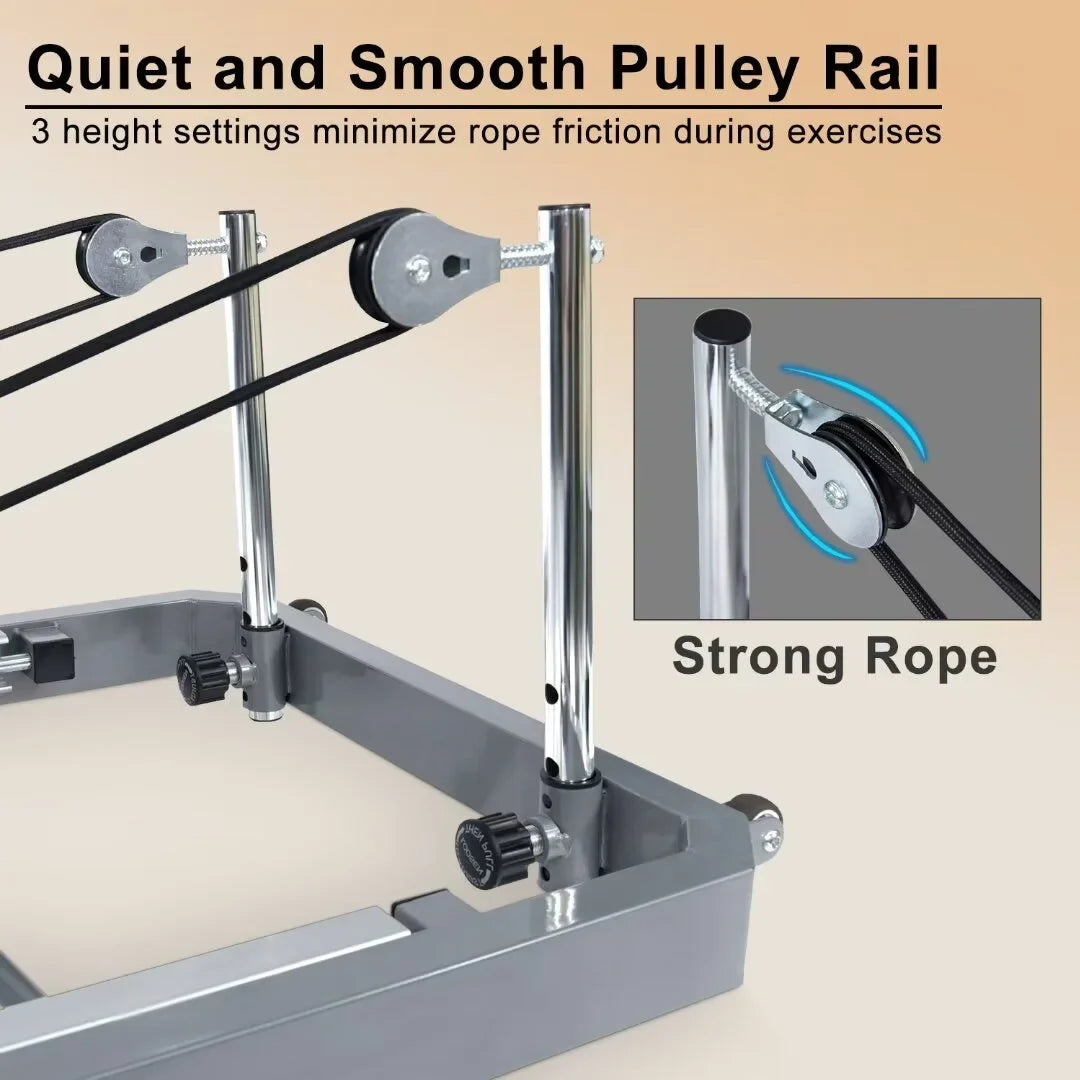 Docred Quiet Foldable Pilates Reformer, Pilates Reformer Workout Machine with Spring for Home Gym，Beginners，Up to 300 lbs Weight Capacity