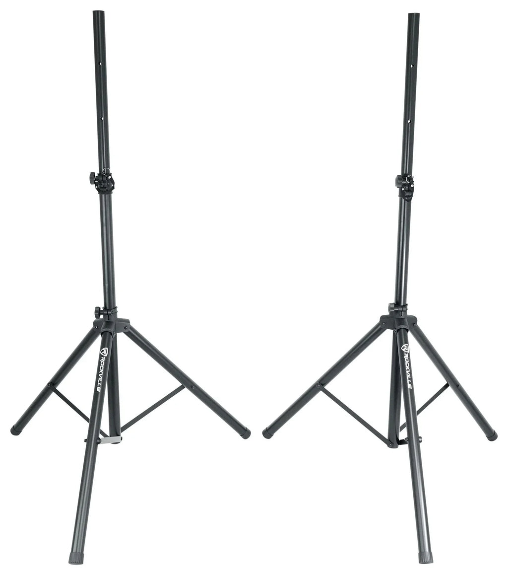 Rockville 2) 15" Battery Powered Speakers+Stands+Mics For Backyard Movie Theater