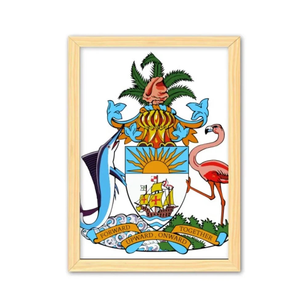Nassau Bahamas National Emblem Decorative Wooden Painting Home Decoration Picture Frame A4