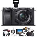 Alpha a6300 Mirrorless Camera W/ 16-50mm Lens Black ILCE6300L/B W/ Soft Bag, Zhiyun-Tech WEEBILL Stabilizer, 2x Extra Batteries, Rode Mic, 2x 64GB Cards, 4K Monitor , Plus Essential Accessories