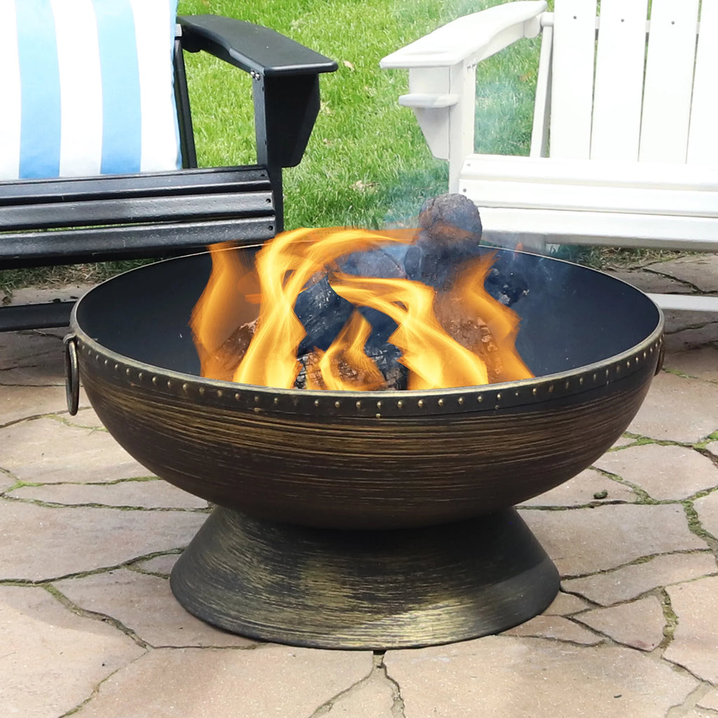 Sunnydaze 30" Royal Outdoor Steel Fire Pit with Spark Monitor and Poker