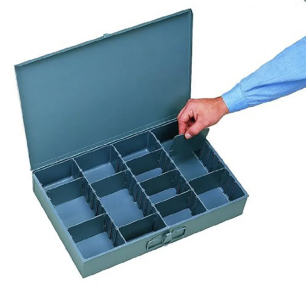 Prime Cold Rolled Steel Large Adjustable Compartment Vertical Box, 12-5/32" Length X 18-11/32" Width X 3-5/32" Height, Gray Powder Coat Finish