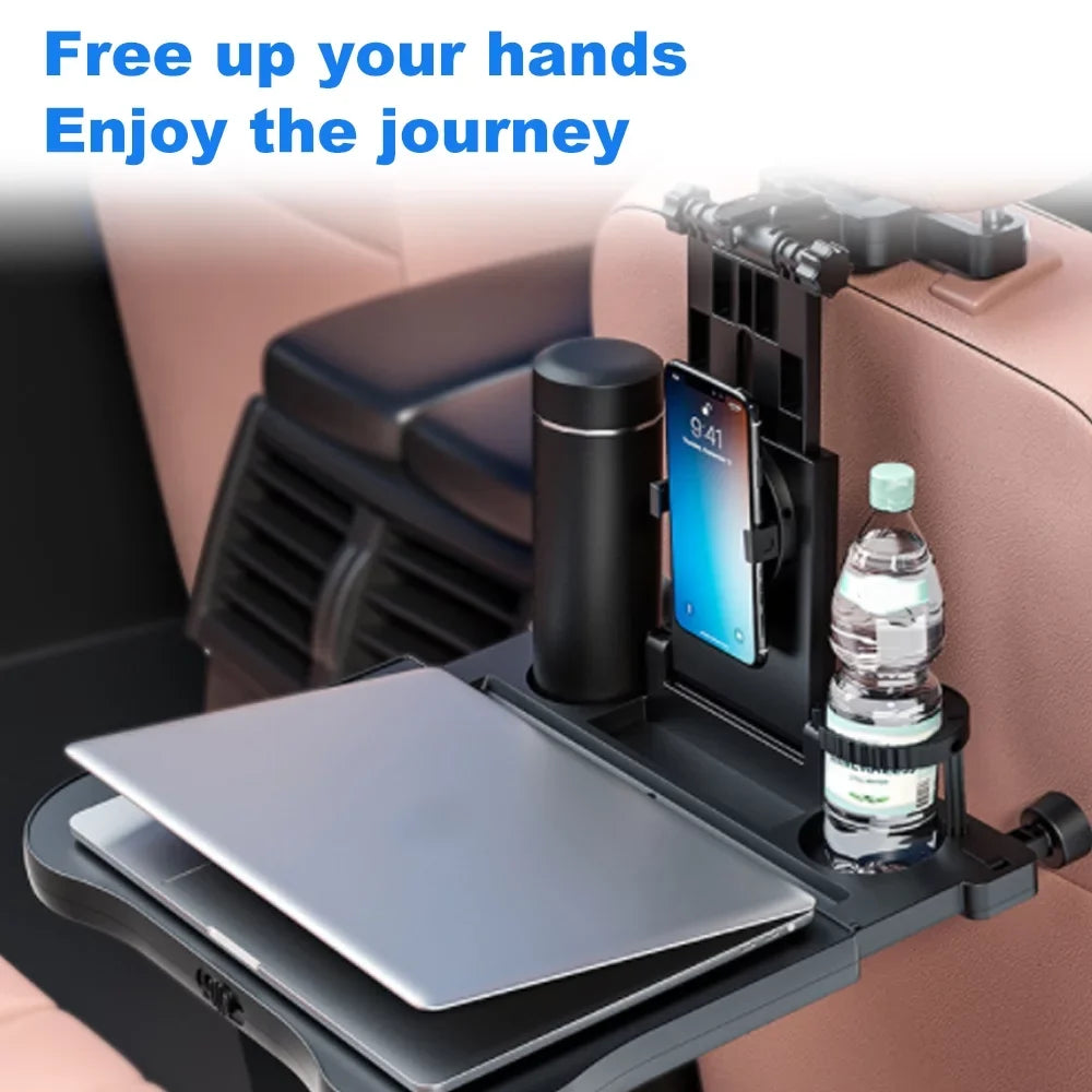 Tomshoo Convenient Car Seat Travel Table, Adjustable Multifunctional Car Back Seat Tray Black