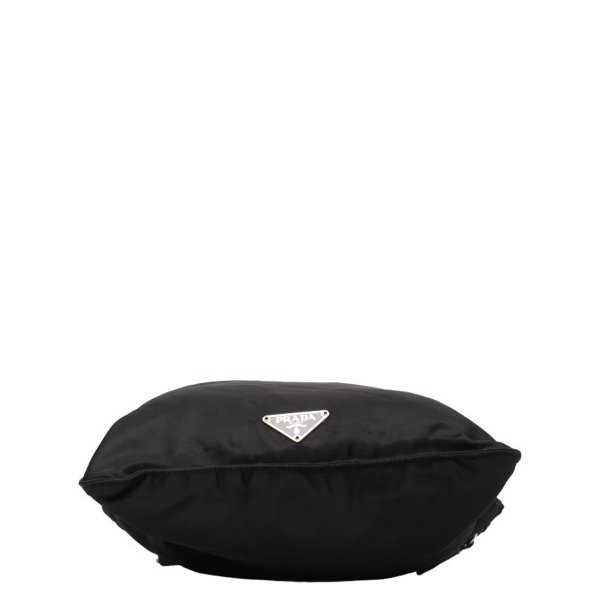 Pre-Owned Prada Triangle Plate Shoulder Bag Black Nylon Leather Women's PRADA (Fair)