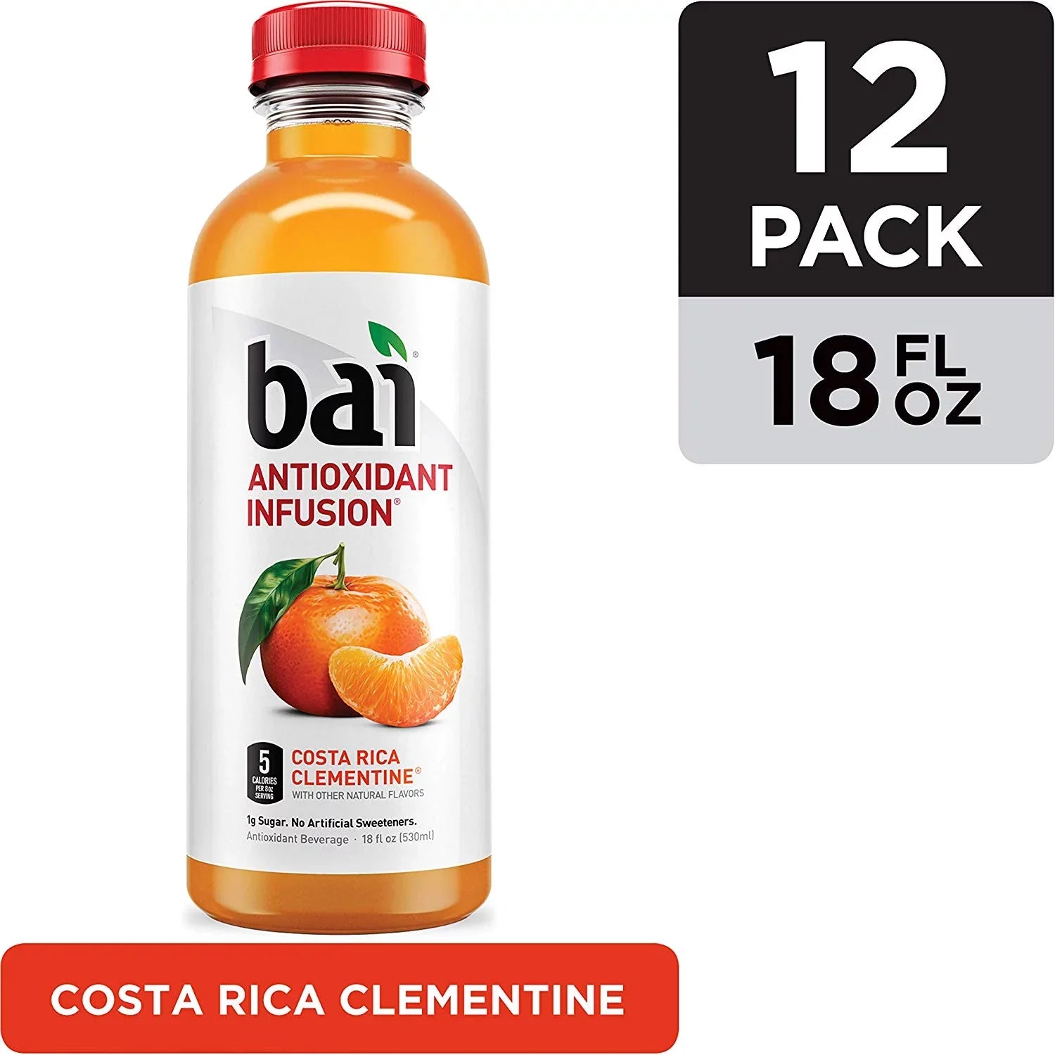 Bai Flavored Liquid Costa Rica Clementine, Antioxidant Second-hand Drinks, 18 Fluid Ounce Bottles, 12 count