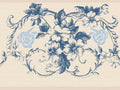 Dundee Deco's Peel and Stick Wallpaper Border - Damask Blue Vines Flowers Scrolls Wall Border Retro Design, 15 ft x 7 in, Self Adhesive