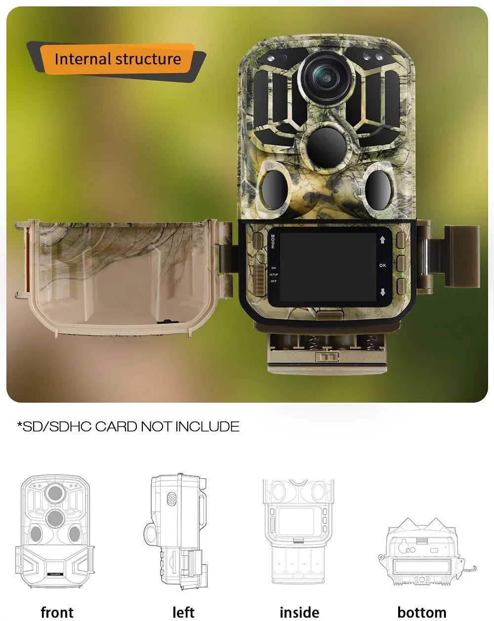 CAMPARK H80 WiFi Bluetooth Trail Camera 20MP 1296P Game Hunting Camera with Nigth Vision Fluid