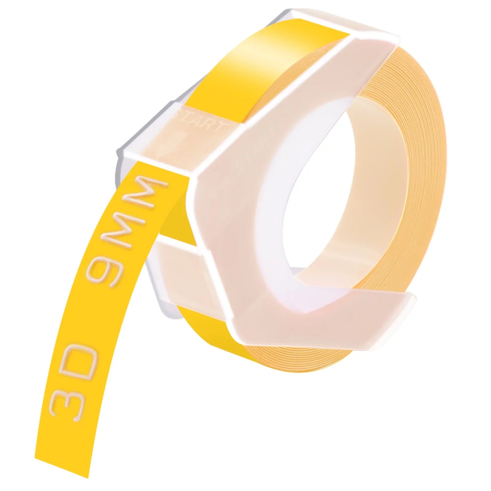 GREENCYCLE 50PK Compatible for Dymo 3D Plastic Embossing Labels 520108 White on Yellow Label Tape 9mm 3/8'' x 3m 9.8' Use in Organizer Xpress Pro 12966, Office Mate II 1540, Motex E101 Label Maker