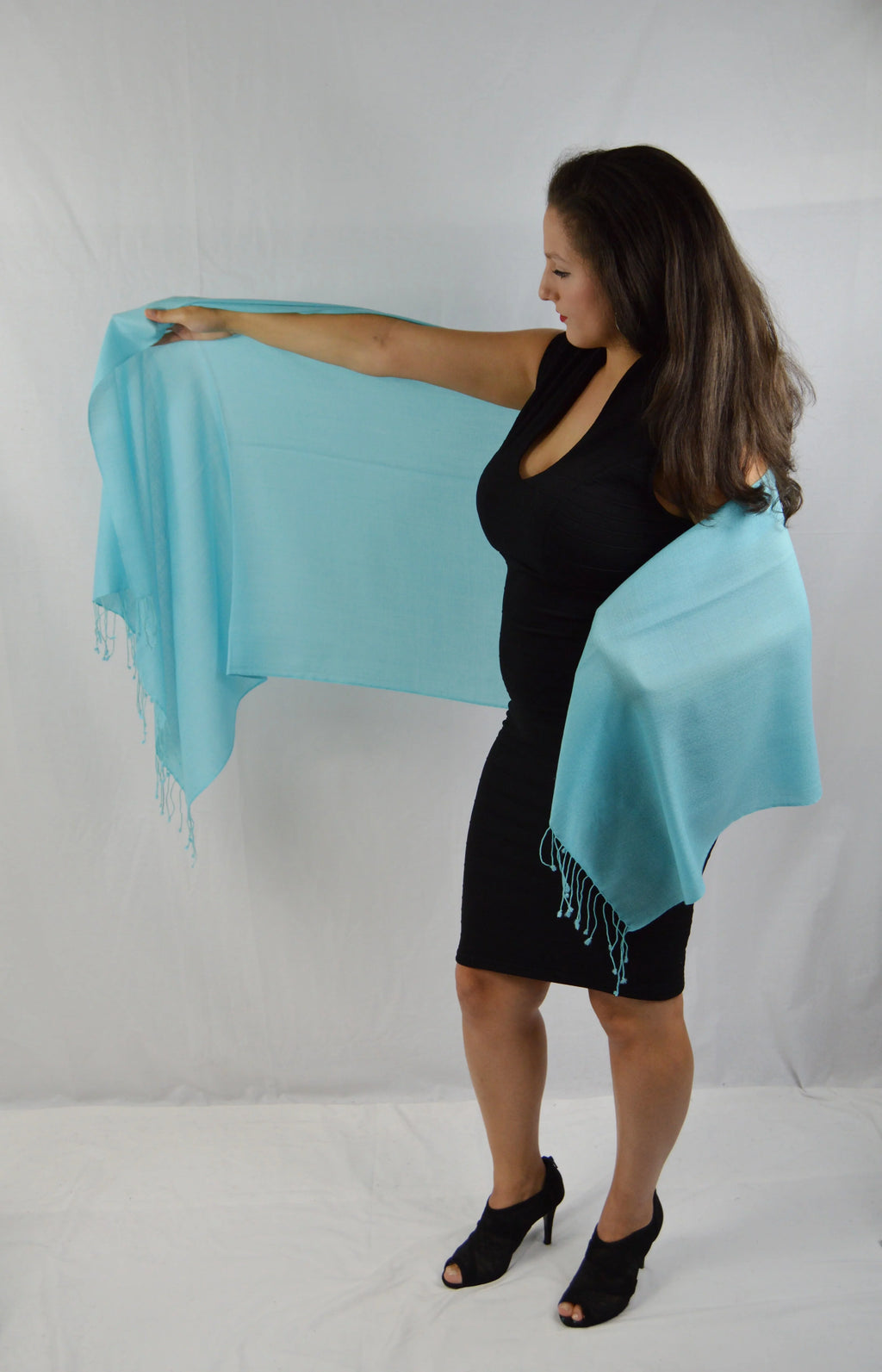 Fancy Shawl/Sheer Shawl/Summer Fluid Pashmina Shawl/Light weight Shawl/Evening Shawl/Pashmina Shawl/Scarf/Scarves (Tiffany Blue Regular Shawl)