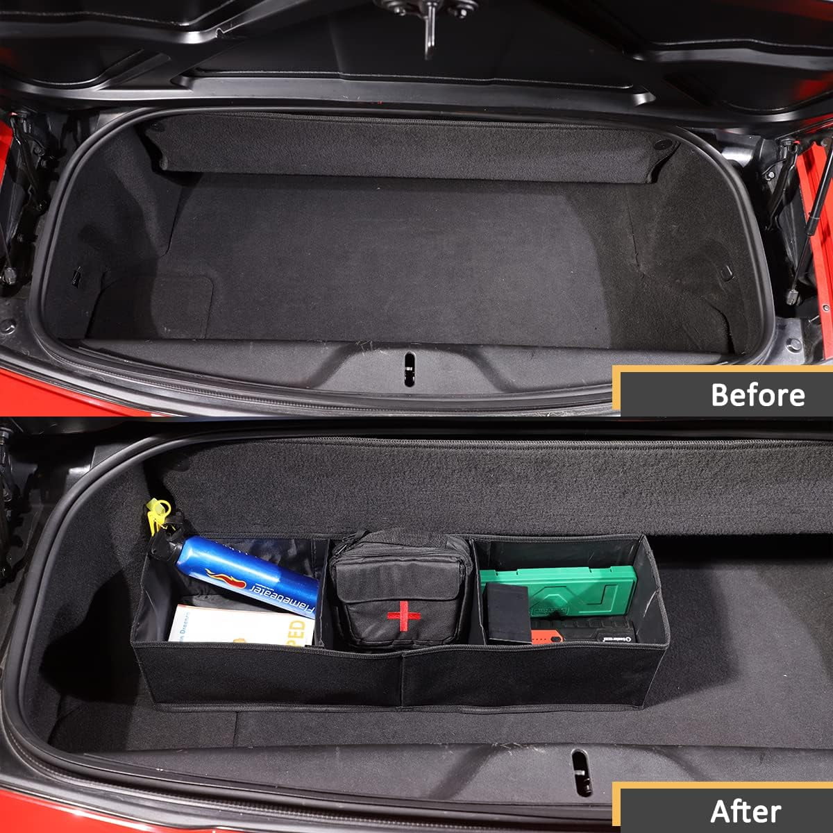 TINKI Car Trunk Organizer Fit For Chevrolet Corvette C7 2014-2019 Storage Organizer Multi-Compartment Oxford Cloth Long-lasting Collasible Portable Space Saving
