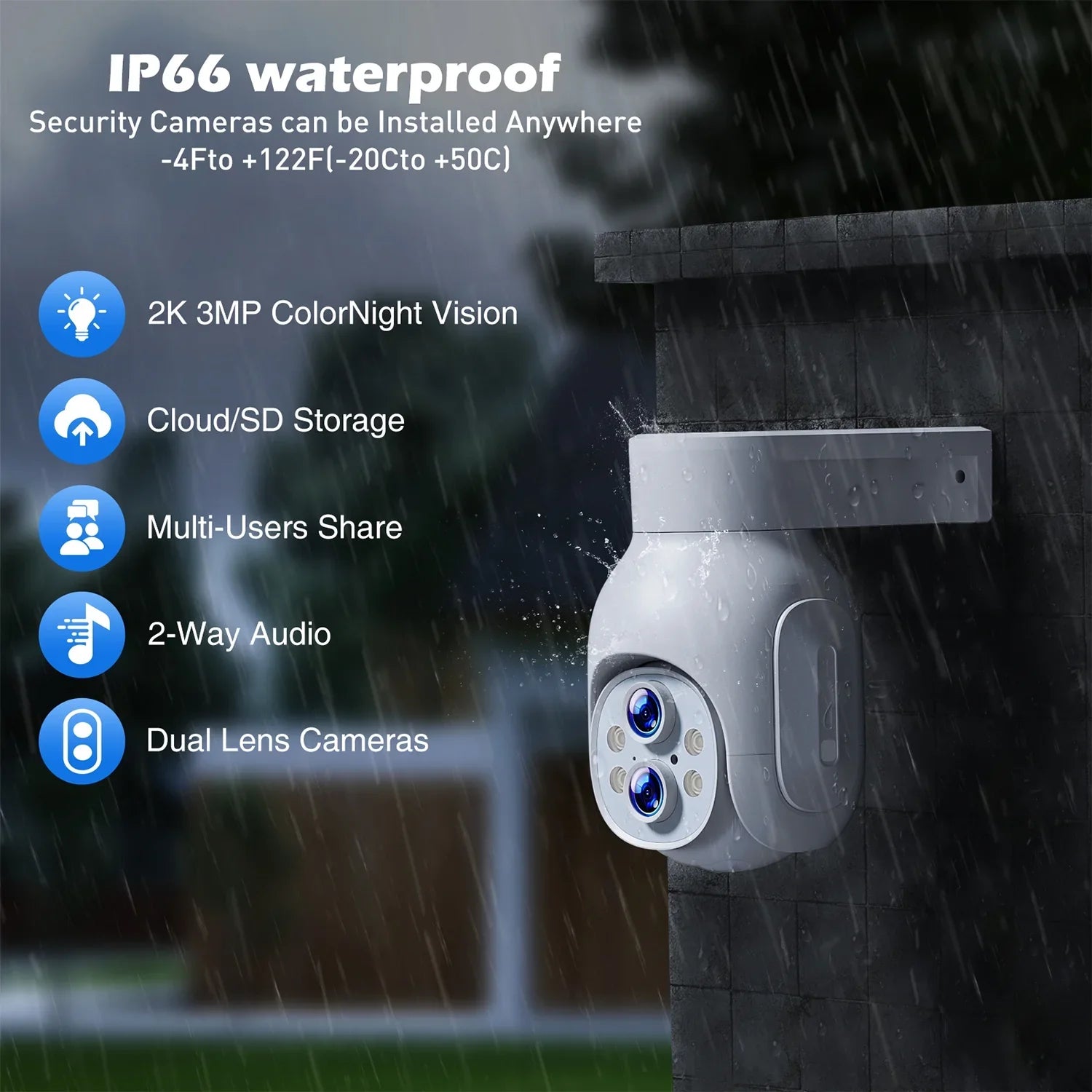 TOGUARD SC22 2K/3MP WiFi Outdoor Security Camera with 10X Hybrid Zoom Wireless Dome Surveillance