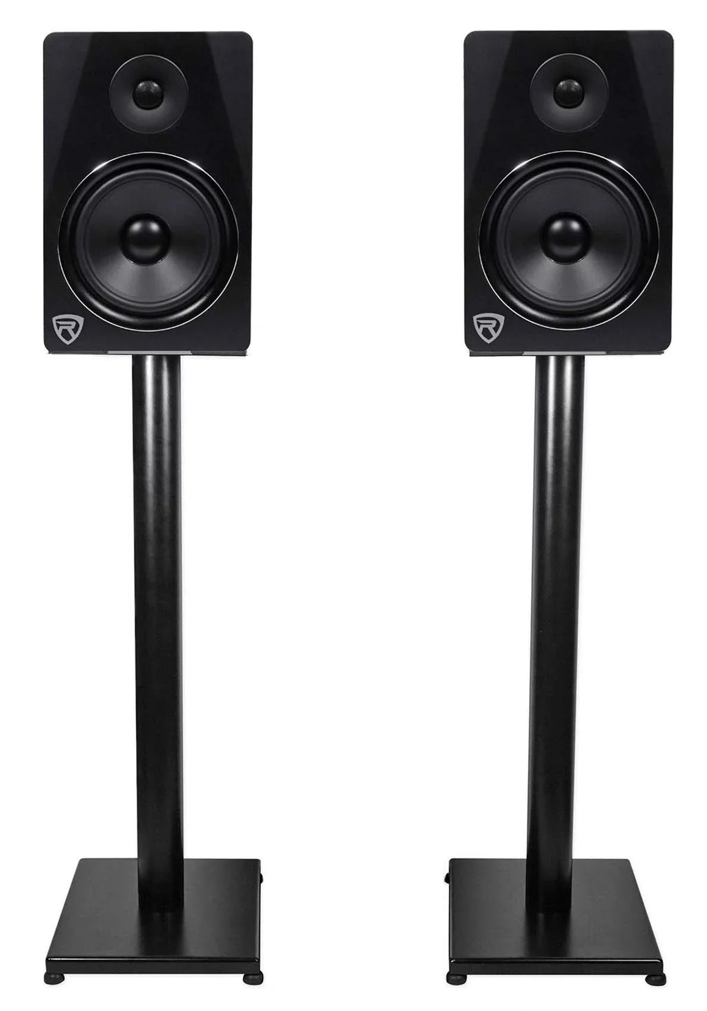 Pair Rockville RS29B 29" Steel Bookshelf Speaker and Studio Monitor Stands - Black