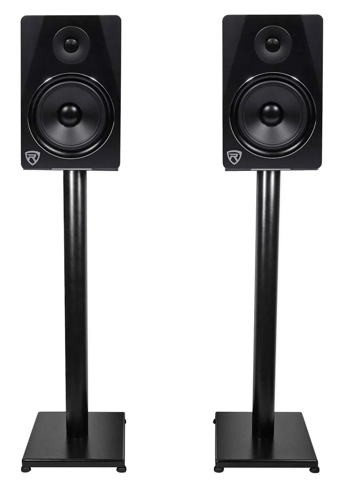 Pair Rockville RS29B 29" Steel Bookshelf Speaker and Studio Monitor Stands - Black