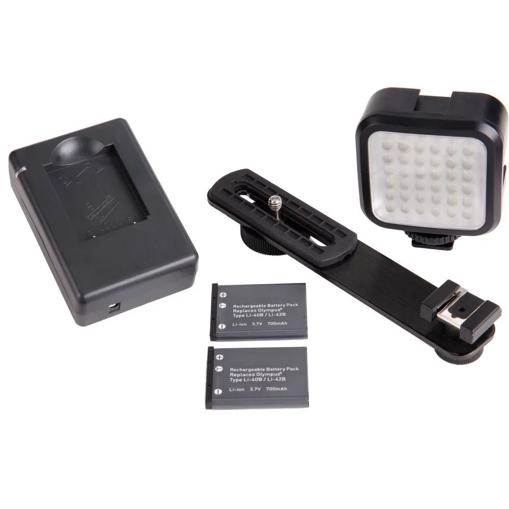 Kodak PIXPRO AZ401 Digital Camera (Black) + Extra Battery + LED - 128GB Kit