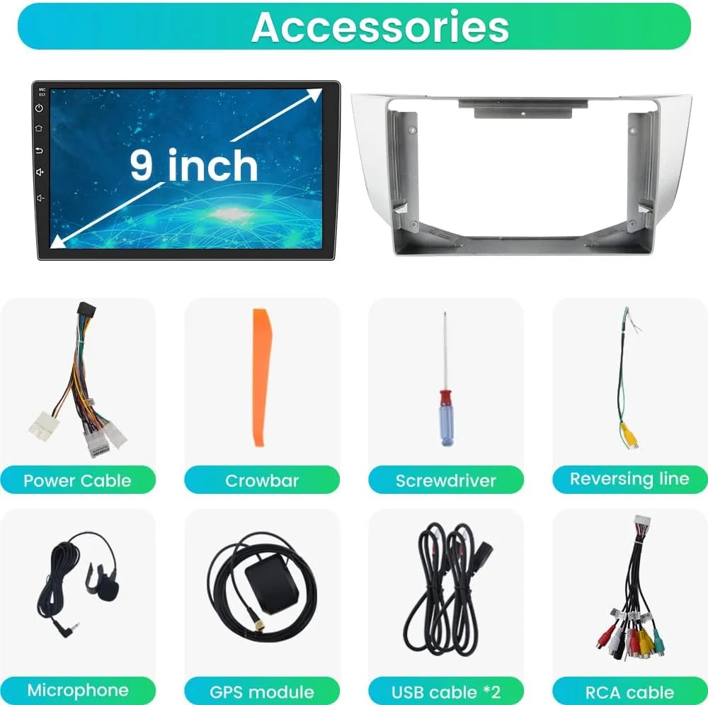 Car Stereo for Lexus Toyota Harrier Lexus RX300 RX330 RX350 RX400H 2003-2009,Android 12 Car Radio 2GB + 32GB with GPS/FM/WiFi/USB, Support SWC/Wired Carplay Android Auto